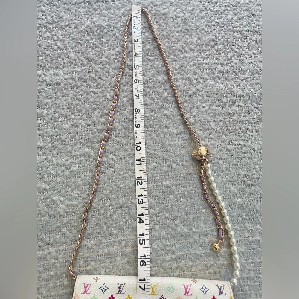 LOUIS VUITTON Takashi Murakami Wallet, Box, Dust Bag, Gift Bag. & FREE Chain EUC